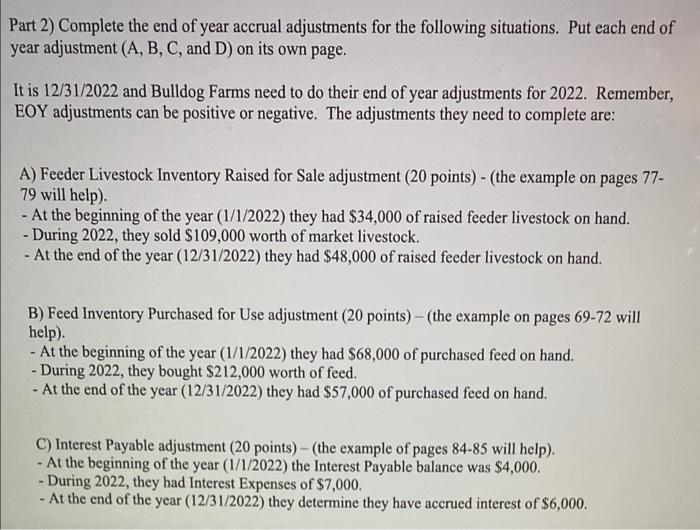 Solved Part 2) Complete the end of year accrual adjustments | Chegg.com