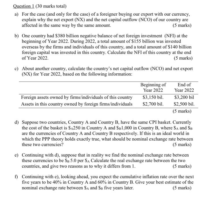 Solved Question 1 ( 30 marks total) a) For the case (and | Chegg.com