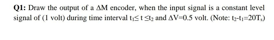Q1: Draw the output of a AM encoder, when the input | Chegg.com
