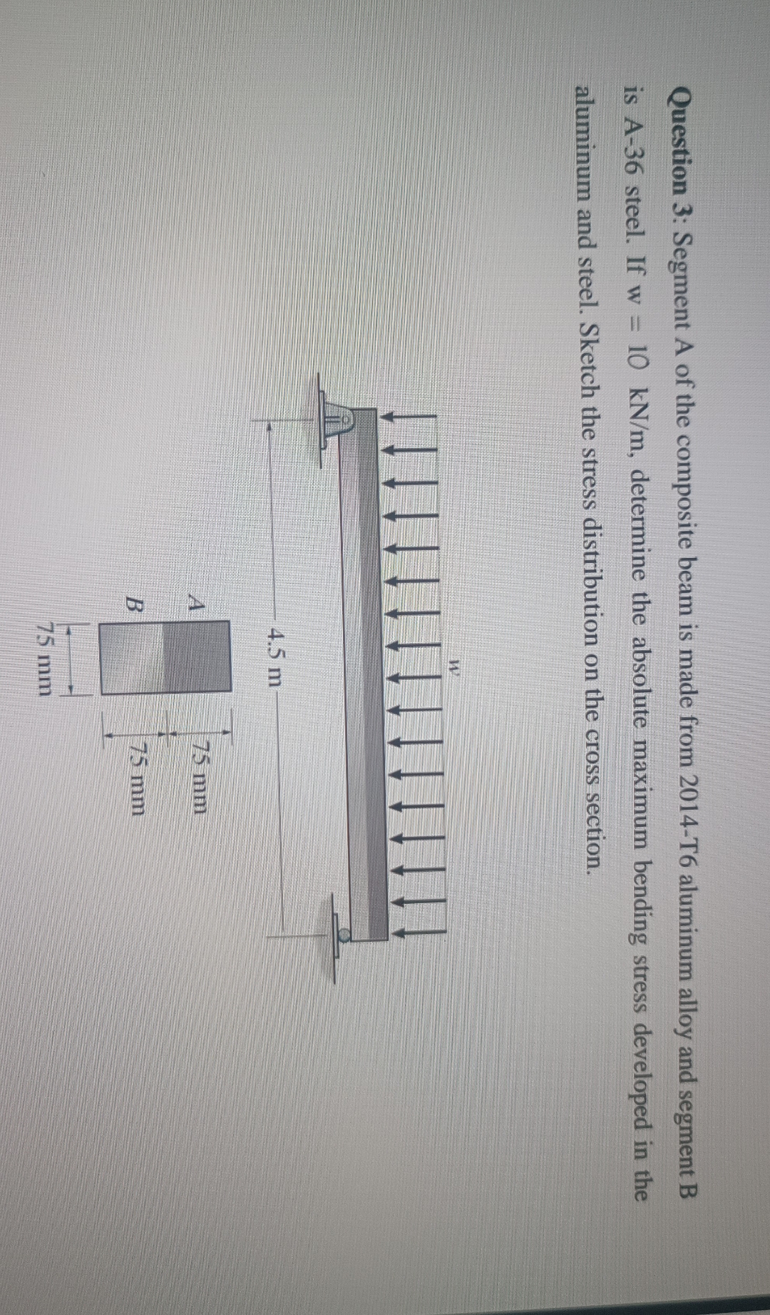 Solved Question 3: Segment A of the composite beam is made | Chegg.com