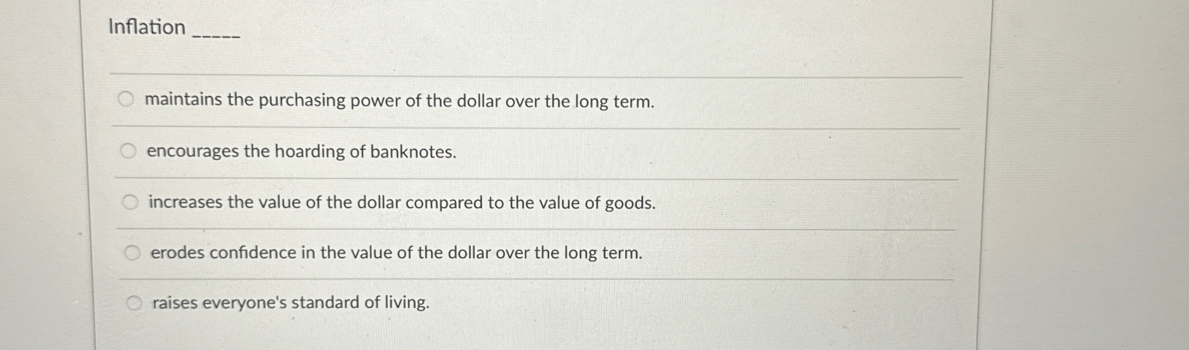 Solved Inflation q,maintains the purchasing power of the | Chegg.com