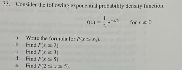 Solved 3. Consider the following exponential probability | Chegg.com