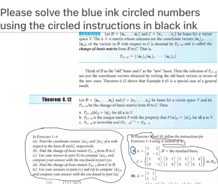 Solved Please solve the blue ink circled numbers using the