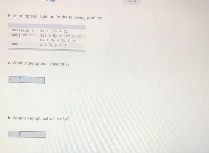 Solved Find the optimal solution for the following problem. | Chegg.com