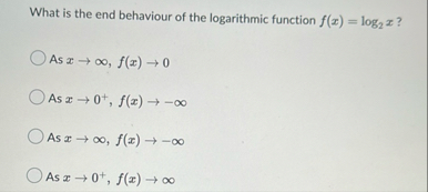 Solved What is the end behaviour of the logarithmic function | Chegg.com
