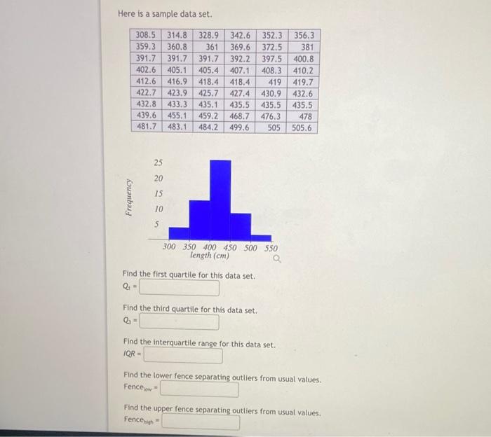 Solved Here is a sample data set. Find the first quartile