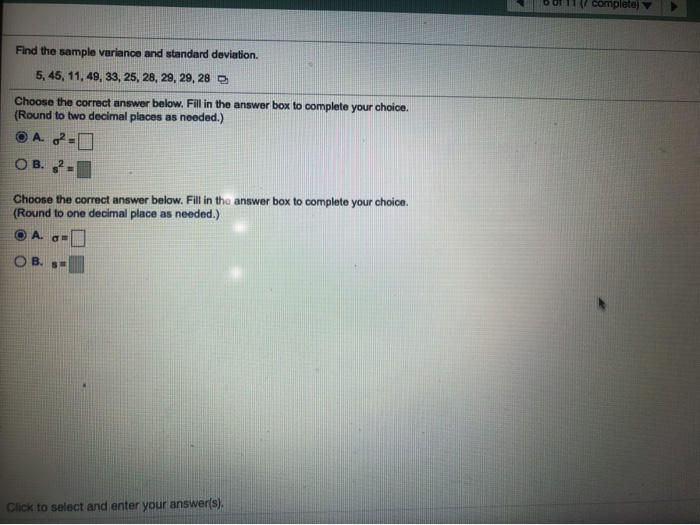 Solved Find the sample variance and standard deviation. 5, | Chegg.com
