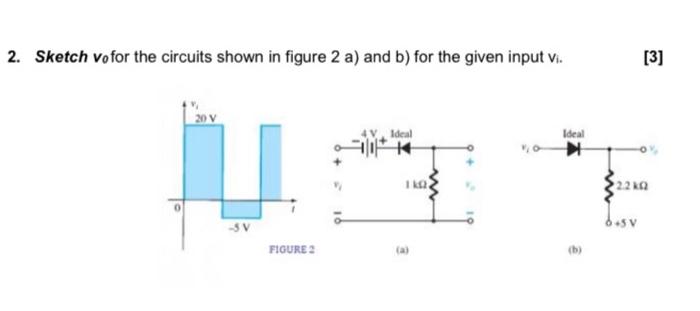 Solved 2. Sketch vo for the circuits shown in figure 2 a) | Chegg.com