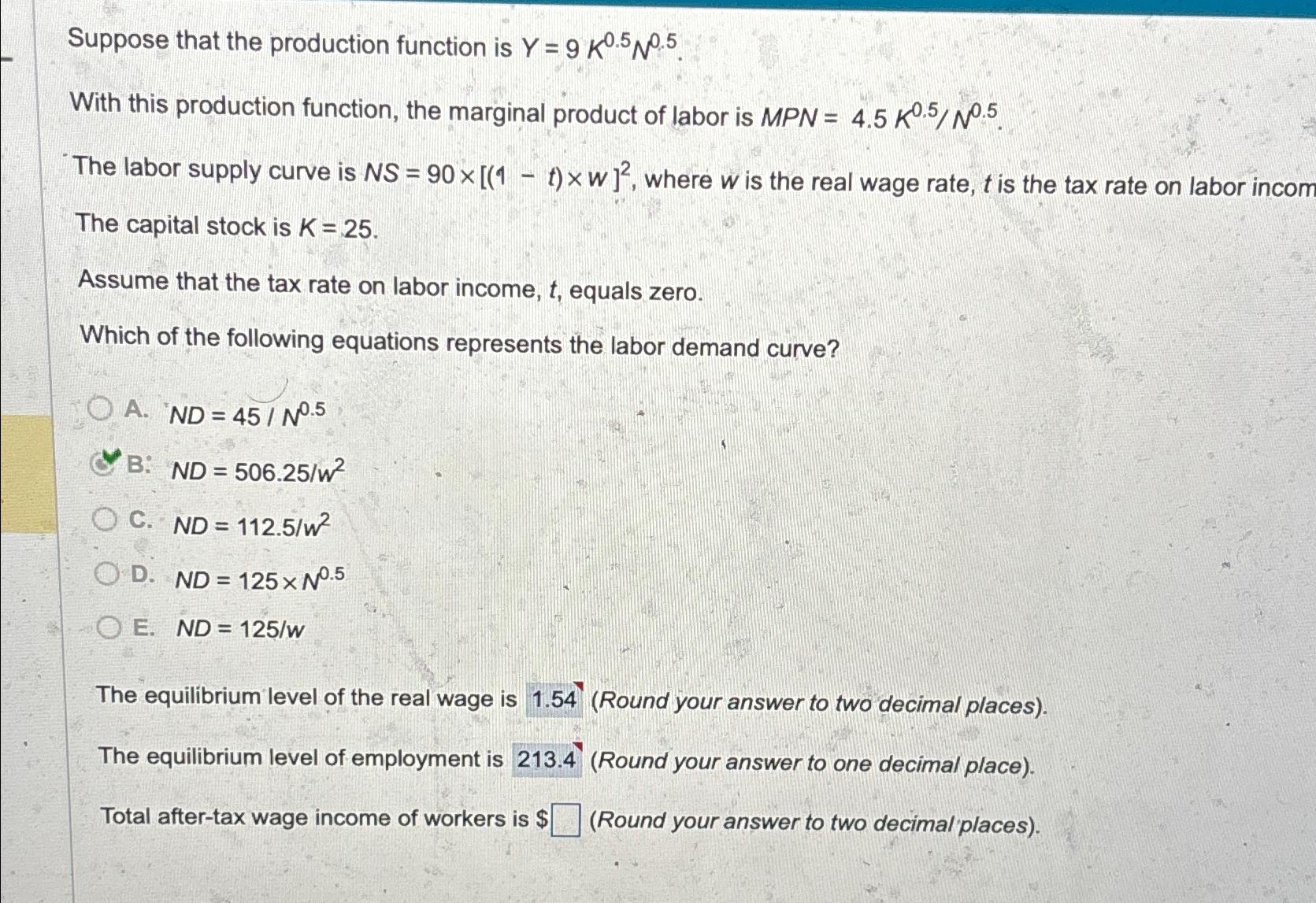 Solved Suppose that the production function is | Chegg.com