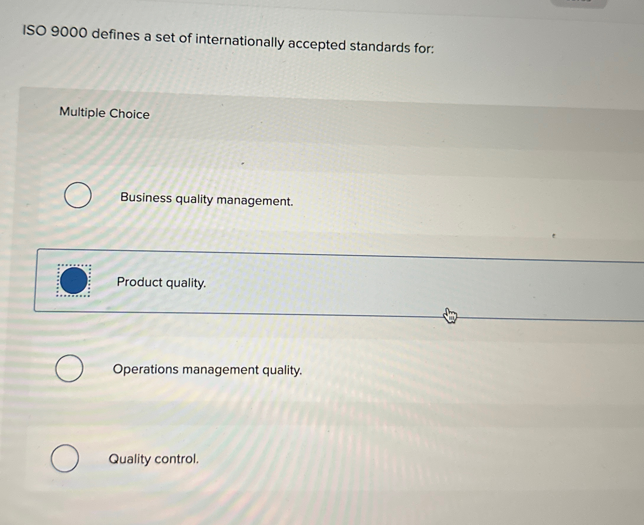 Solved ISO 9000 ﻿defines a set of internationally accepted | Chegg.com