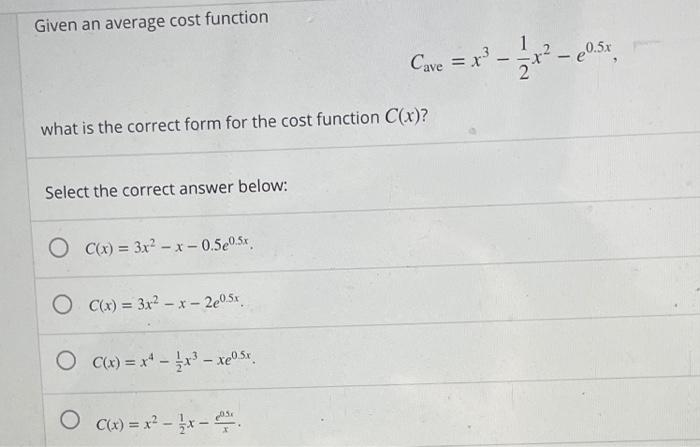 What Is An Average Cost Function