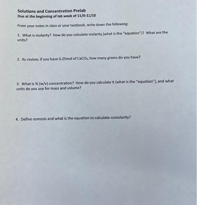 1. What is molarity? How do you calculate molarity | Chegg.com