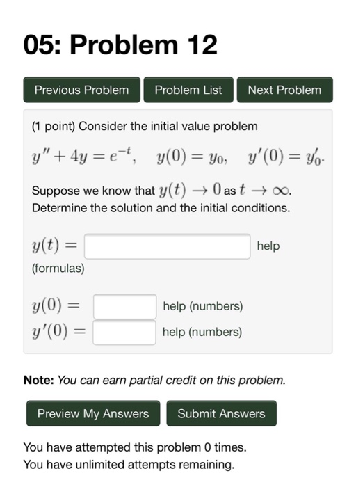 Solved 05: Problem 12 Previous Problem Problem List Next | Chegg.com