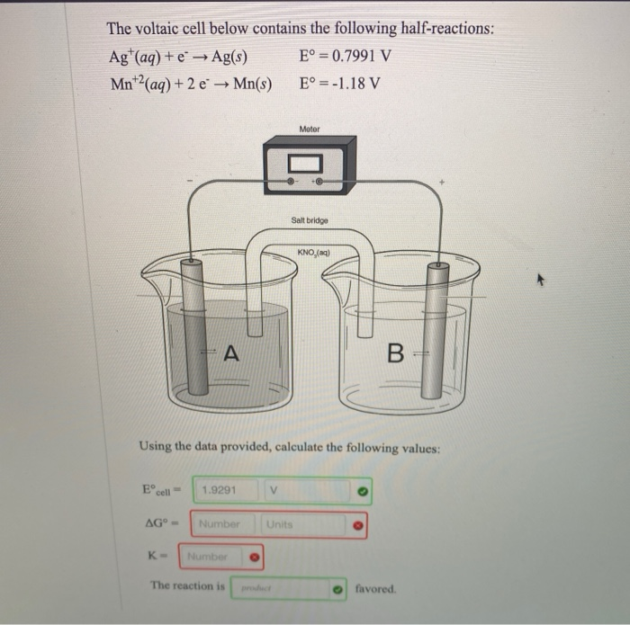 Solved The voltaic cell below contains the following | Chegg.com