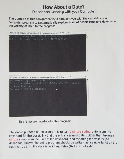 Solved C in programming required How About a Date Input | Chegg.com