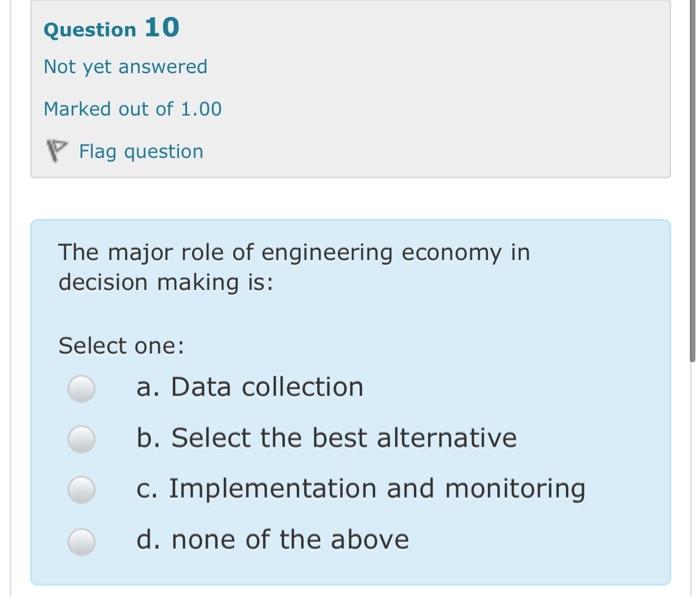 Solved Question 10 Not yet answered Marked out of 1.00 P | Chegg.com