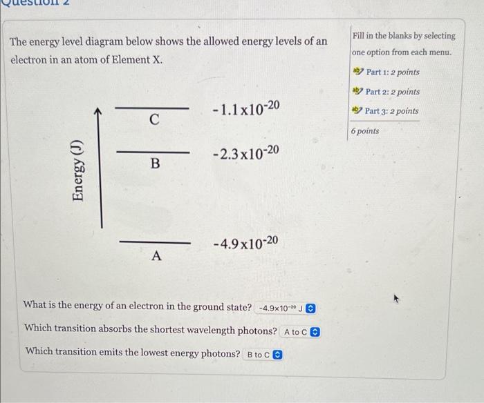 Solved The energy level diagram below shows the allowed | Chegg.com