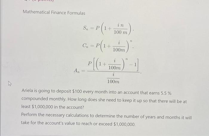 Solved Mathematical Finance Formulas | Chegg.com