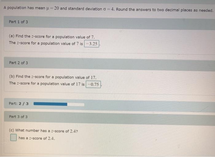 Solved A population has mean u = 20 and standard deviation | Chegg.com