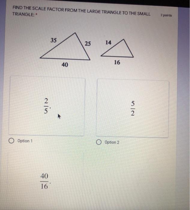 Solved FIND THE SCALE FACTOR FROM THE LARGE TRIANGLE TO THE | Chegg.com