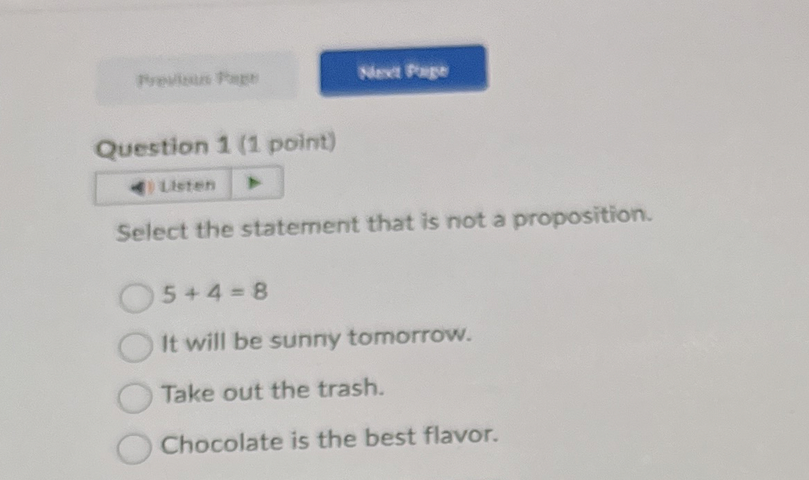 Solved Question 1 (1 ﻿point)LietenSelect the statement that | Chegg.com