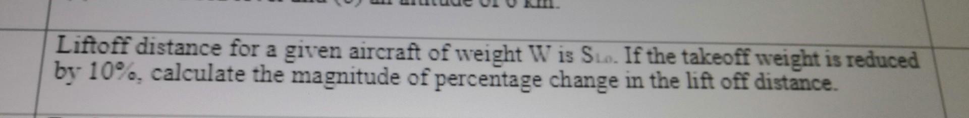 Solved Liftoff distance for a given aircraft of weight Wis | Chegg.com