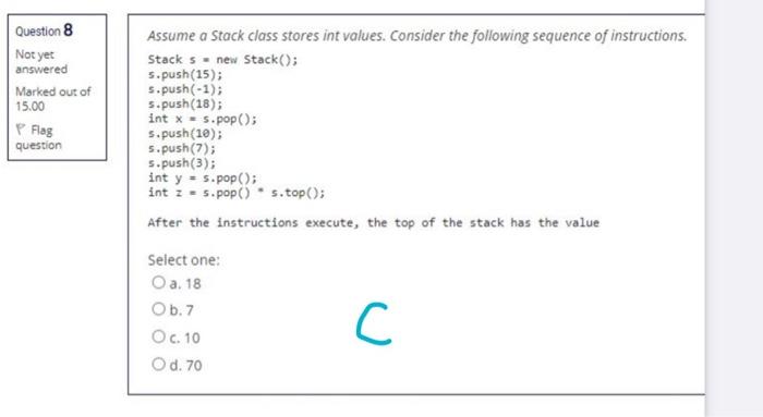 Solved Question 8 Not yet answered Marked out of 15.00 Flag | Chegg.com