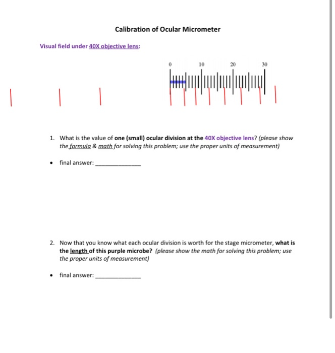 Solved Calibration of Ocular Micrometer Visual field under