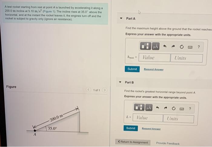 Solved A Test Rocket Starting From Rest At Point A Is | Chegg.com