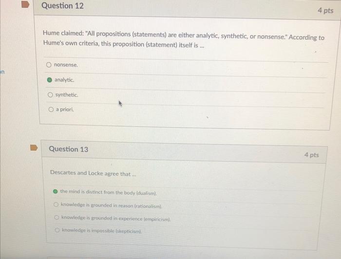 Hume claimed: "All propositions (statements) are | Chegg.com