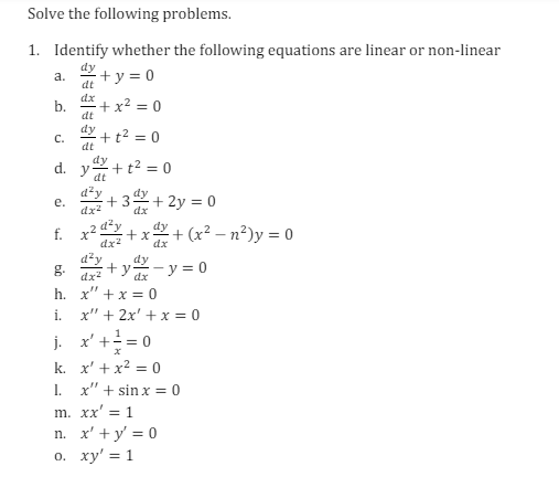 Solved Determine whether the following equations are linear | Chegg.com