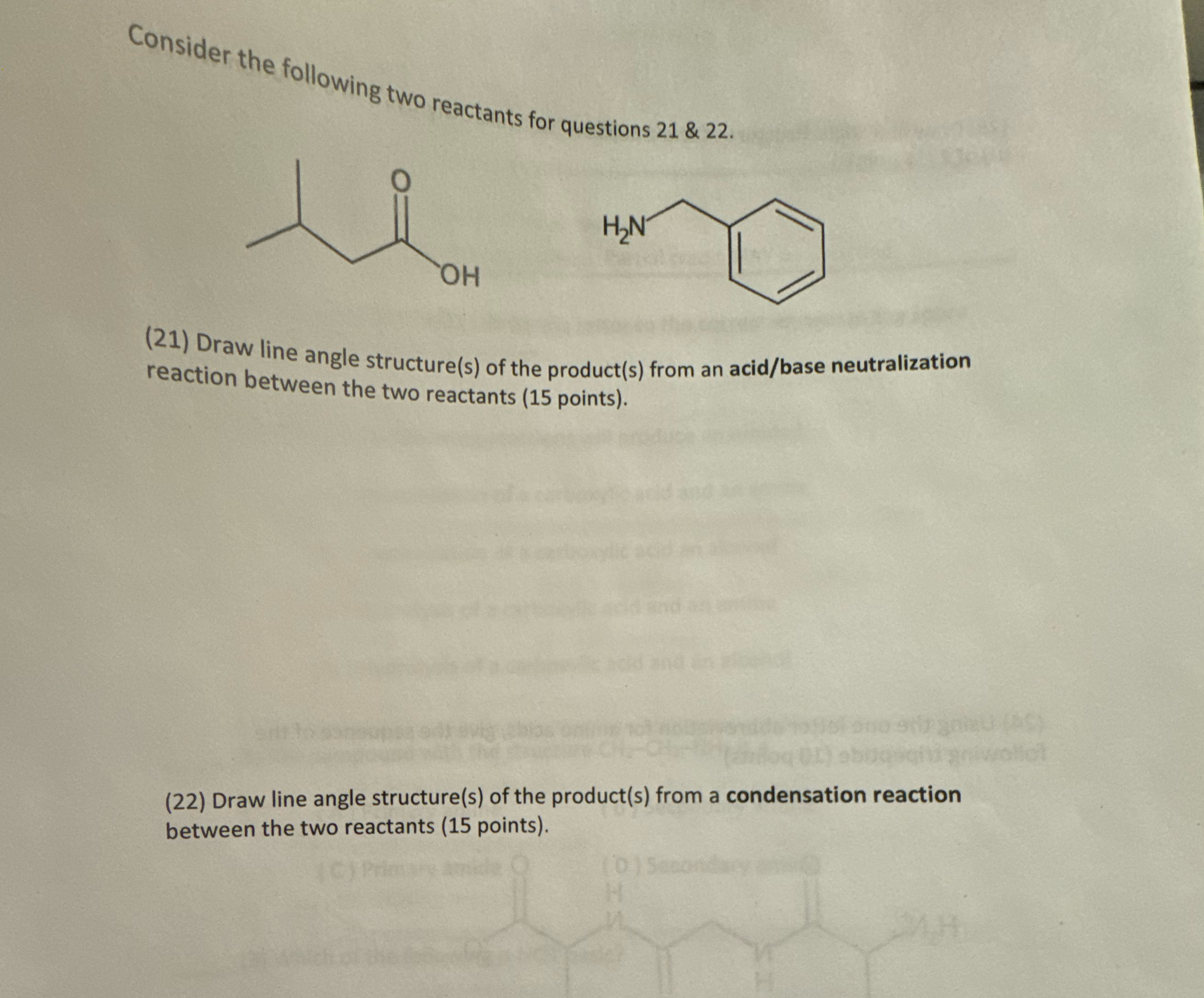 Solved Consider the following two reactants for questions 21 | Chegg.com