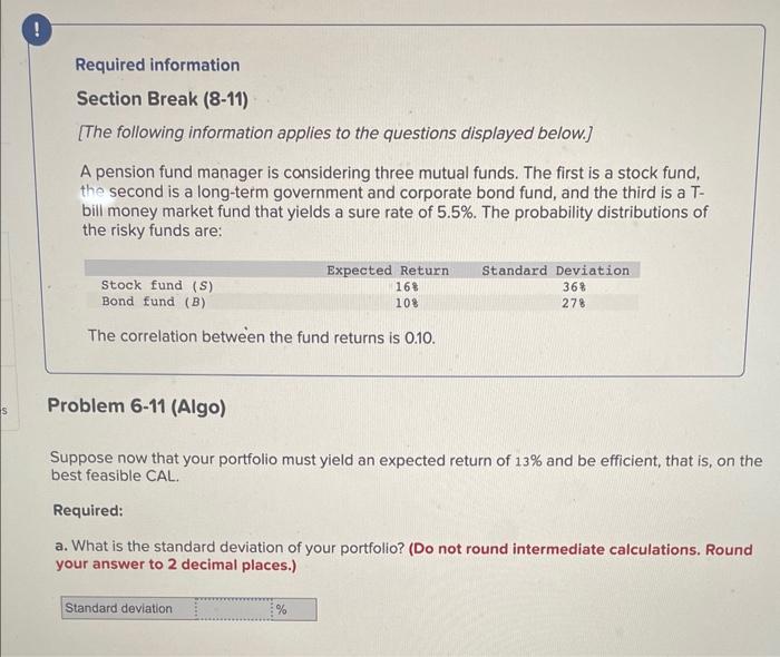 Solved Required Information Section Break (8-11) [The | Chegg.com