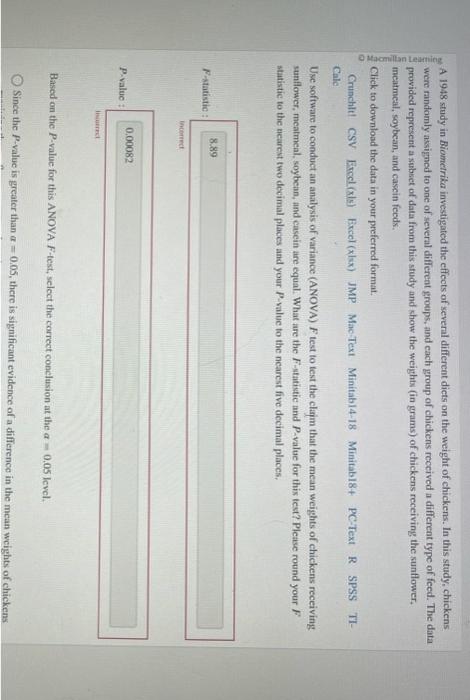 Solved A 1948 study in Biometrika investigated the effects | Chegg.com
