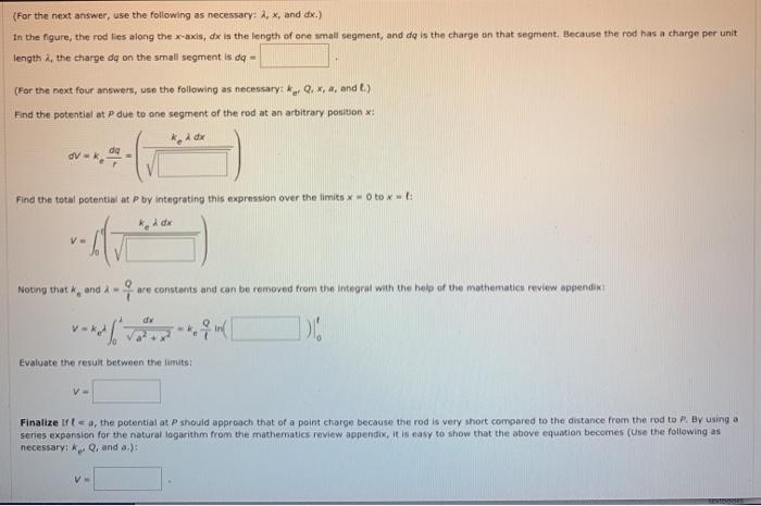 Solved Electric Potential Due to a Finite Line of Charge A | Chegg.com