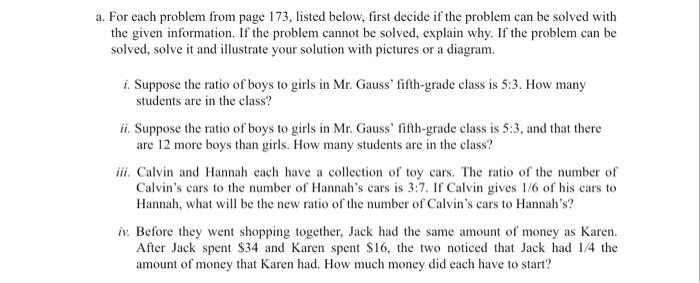 Solved a. For each problem from page 173, listed below, | Chegg.com