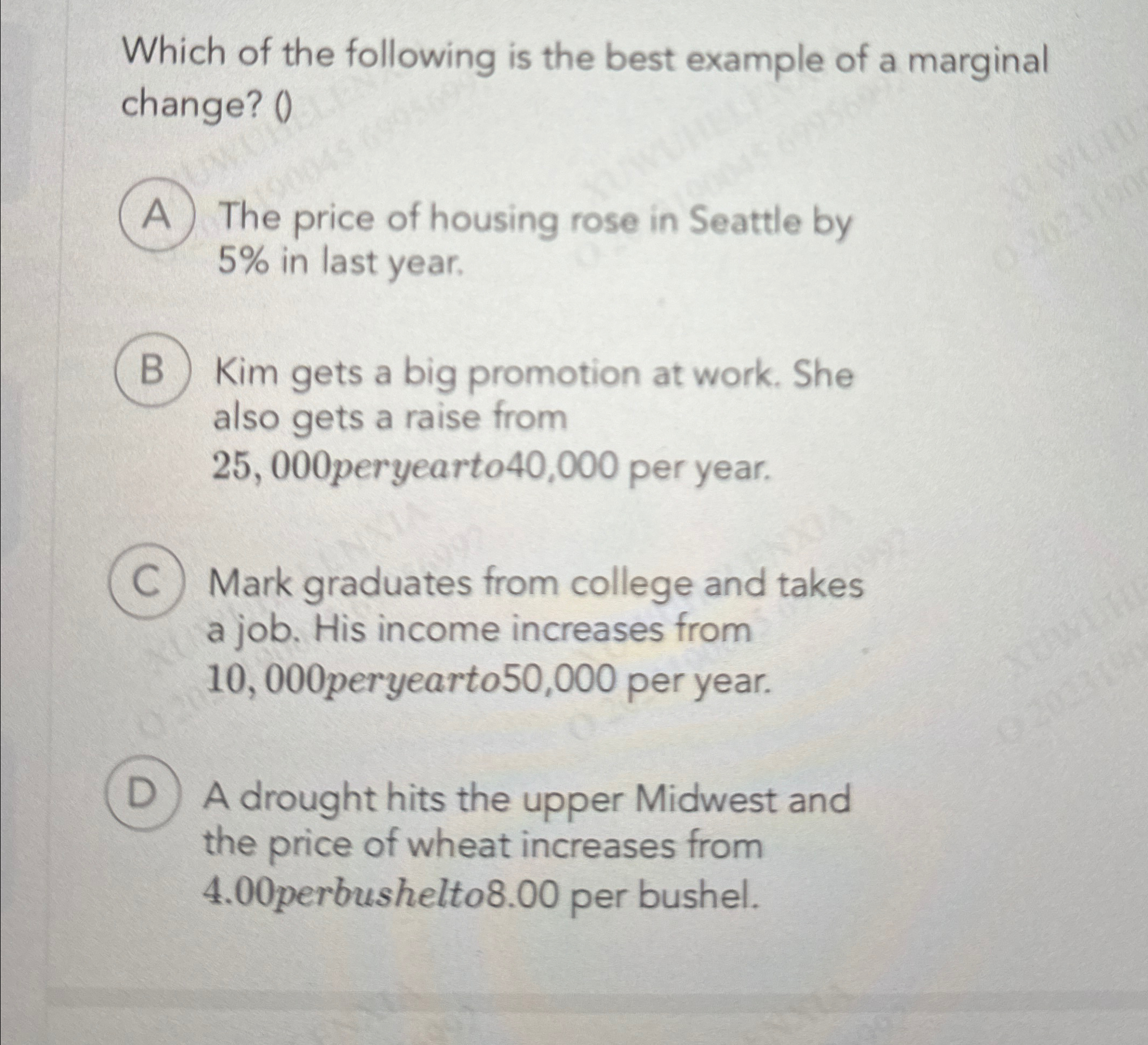 Solved Which of the following is the best example of a | Chegg.com