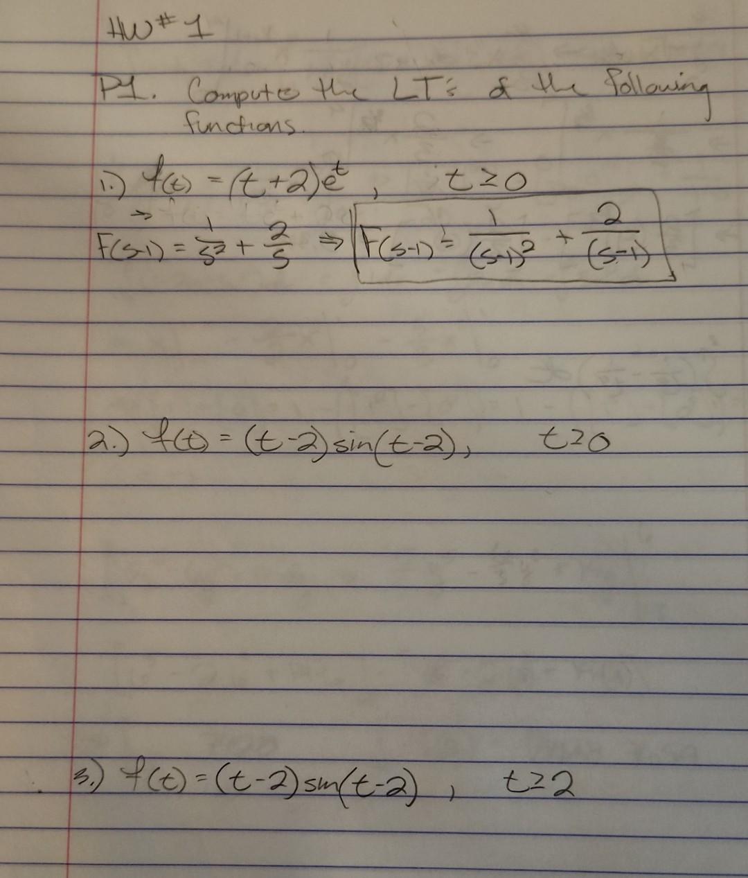 Solved How Do I Evaluate These Laplace Transforms With The Chegg