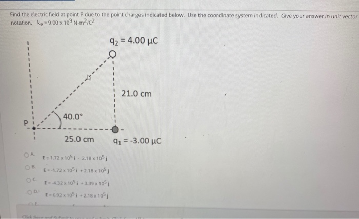Solved Find the electric field at point P due to the point | Chegg.com