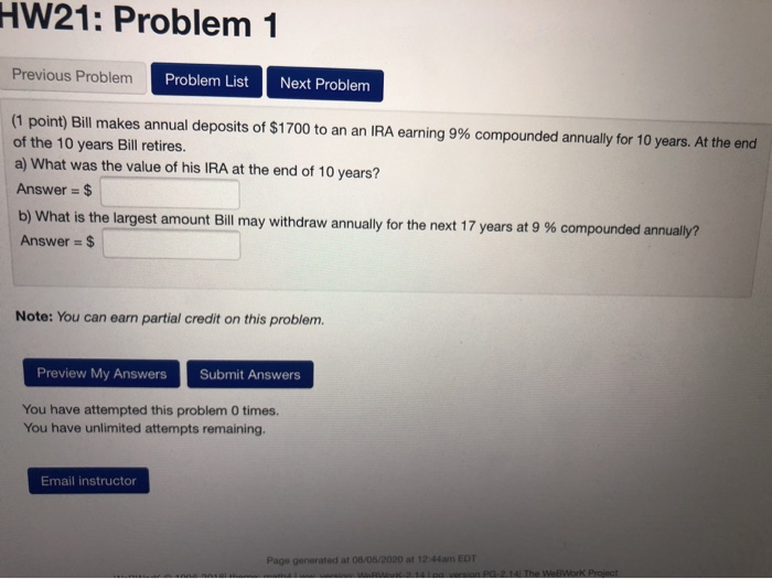 Solved HW21: Problem 1 Previous Problem Problem List Next | Chegg.com