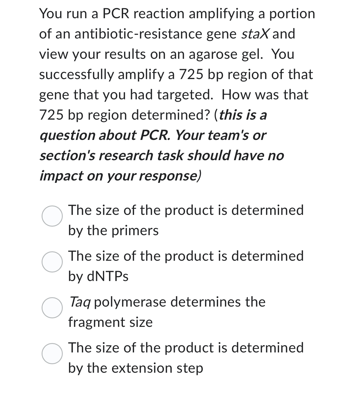 Solved You run a PCR reaction amplifying a portion of an | Chegg.com