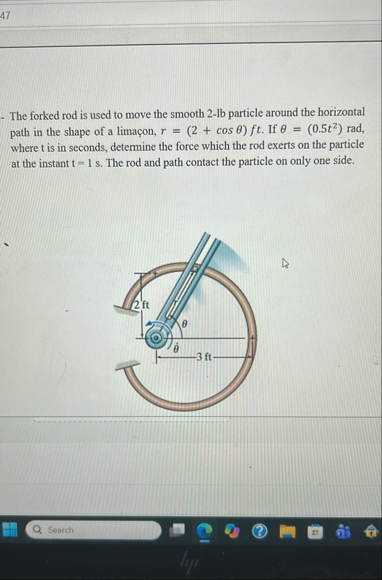 Solved 47The forked rod is used to move the smooth 2-lb | Chegg.com