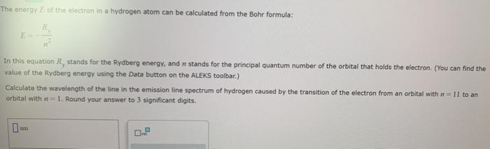 Solved The energy E of the electron in a hydrogen atom can | Chegg.com
