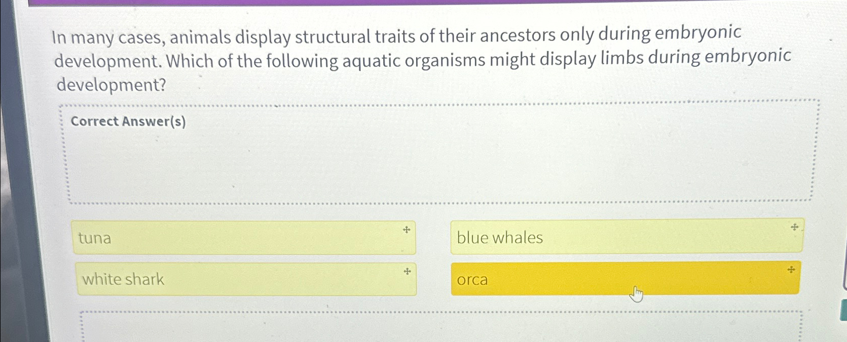 Solved In many cases, animals display structural traits of | Chegg.com