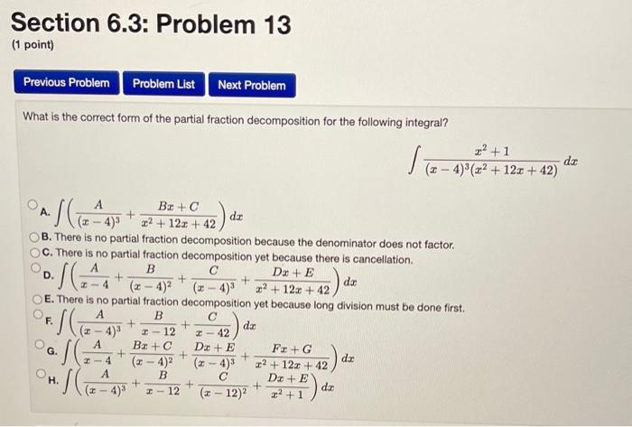 Solved Section 6.3: Problem 11 (1 point) Previous Problem | Chegg.com