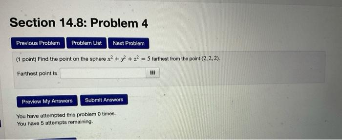 Solved Section 14.8: Problem 4 Previous Problem Problem List | Chegg.com