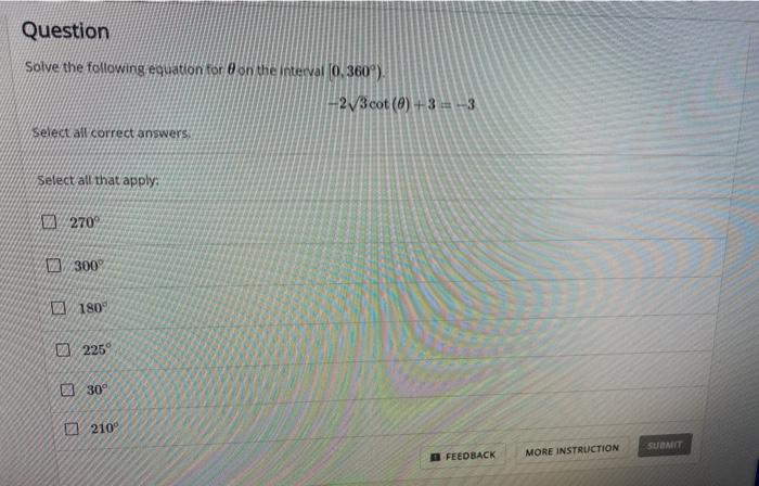 Solved Question Solve the following equation for on the | Chegg.com