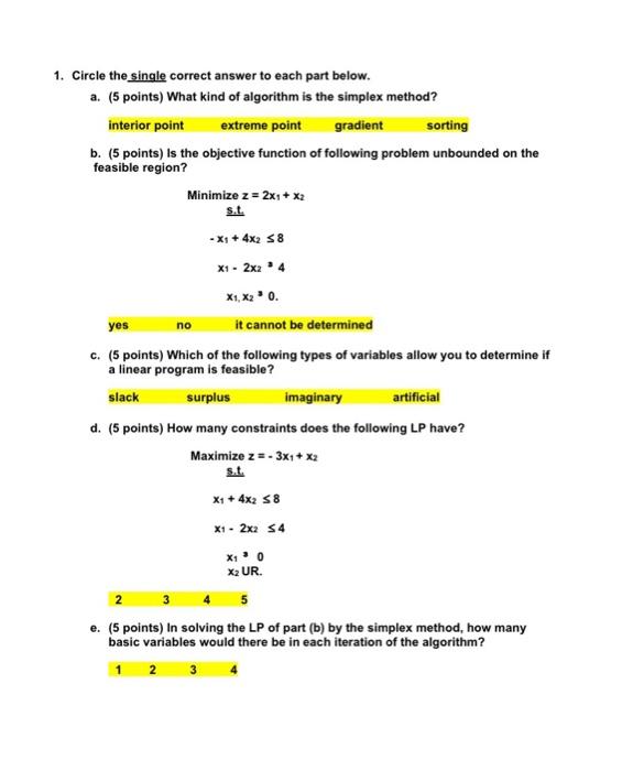 Solved B. ( 5 Points) Is The Objective Function Of Following | Chegg.com