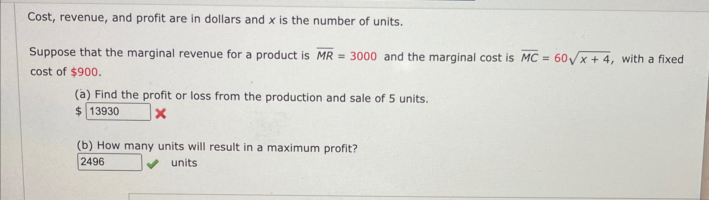 Cost, revenue, and profit are in dollars and x ﻿is | Chegg.com