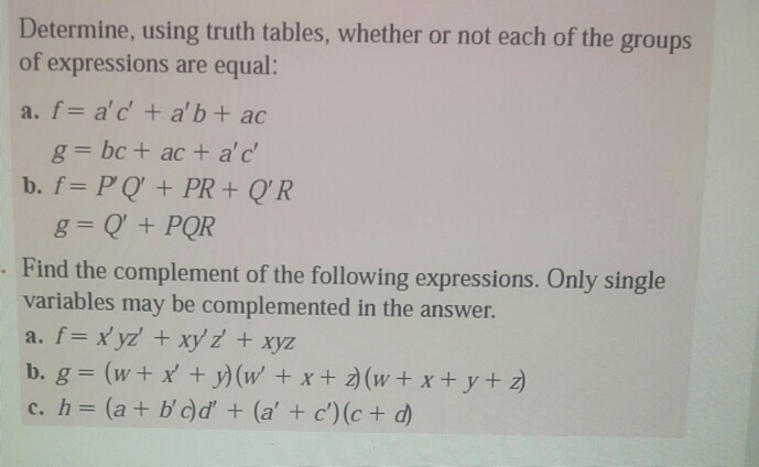 Solved Determine Using Truth Tables Whether Or Not Each Chegg Com